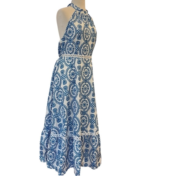 Cupshe Sleeveless Halter Midi Dress Cutout Details and Ruffle Hem Size Large - Picture 2 of 10